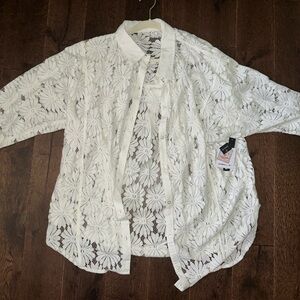 O’neill white flower print see through cover up.